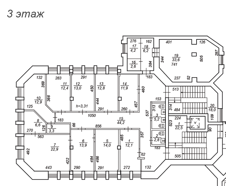 Файл:Советская 23 (3 этаж план).png